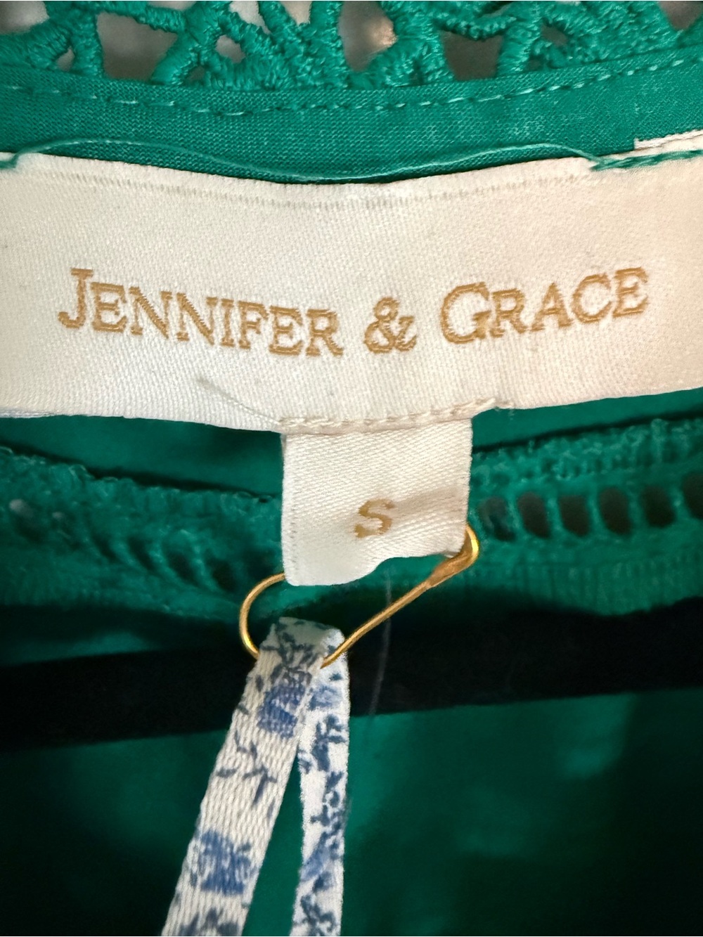 Jennifer & Grace Green Embroidered Tie-Front Crop Top| 100% Cotton | Small | NWT - Picture 7 of 12